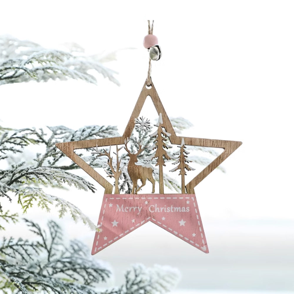 5Pcs Christmas Wooden Hanging Ornament Xmas Tree Pendant Decorations Home Decor