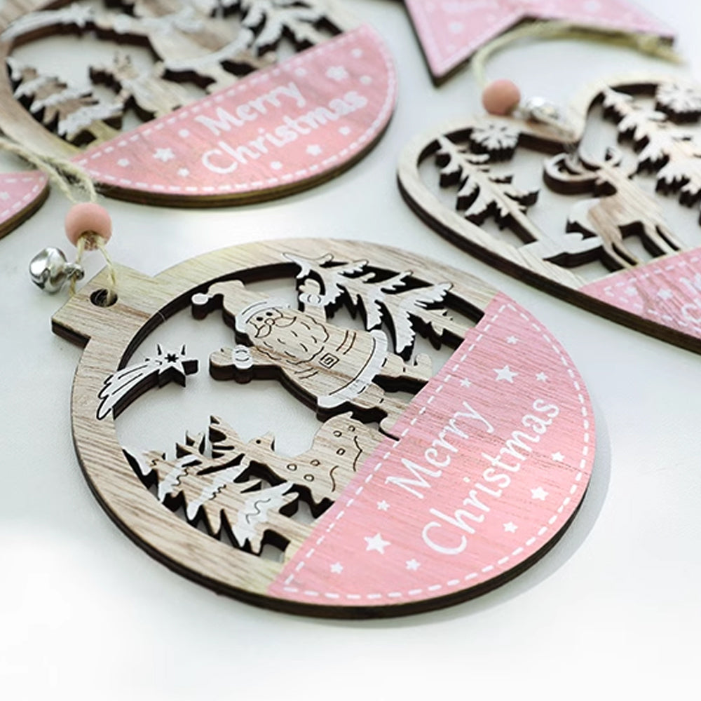 5Pcs Christmas Wooden Hanging Ornament Xmas Tree Pendant Decorations Home Decor