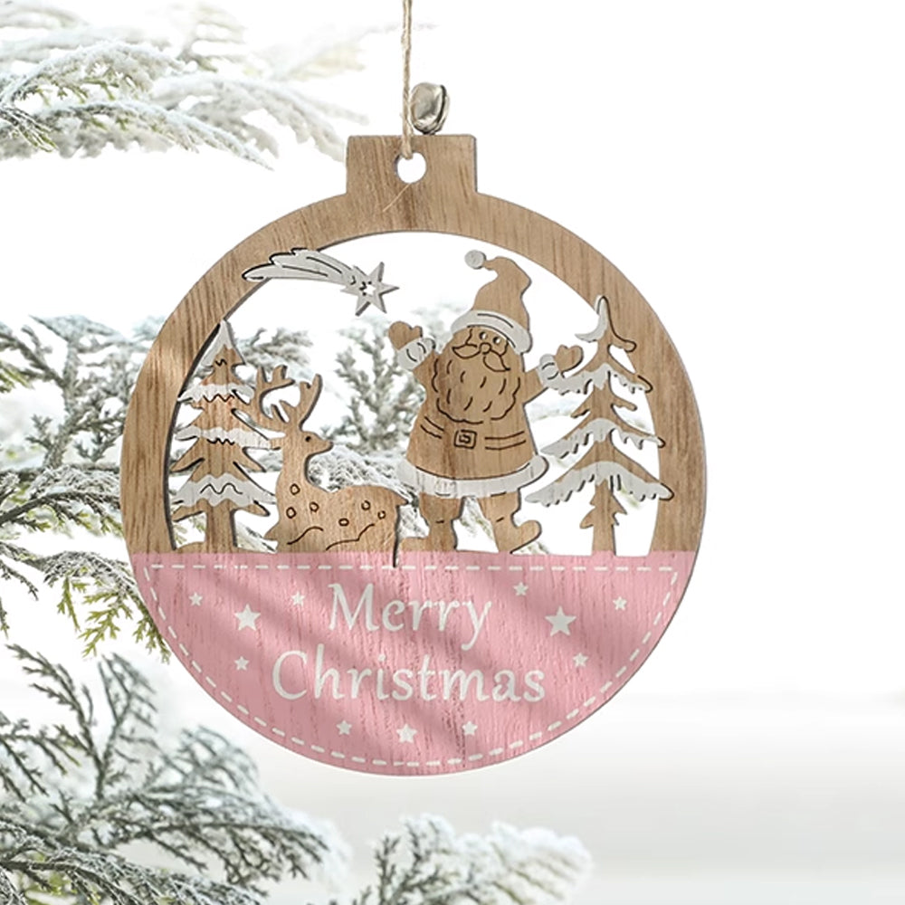 5Pcs Christmas Wooden Hanging Ornament Xmas Tree Pendant Decorations Home Decor