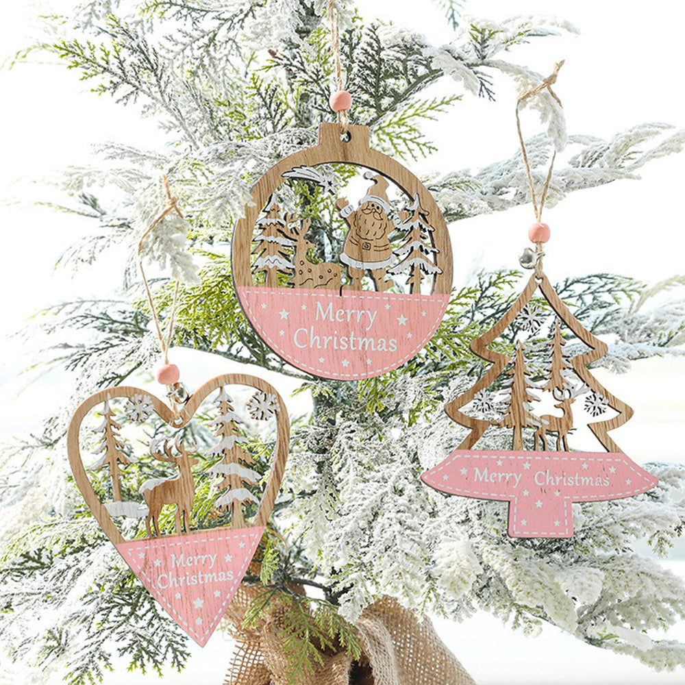 5Pcs Christmas Wooden Hanging Ornament Xmas Tree Pendant Decorations Home Decor