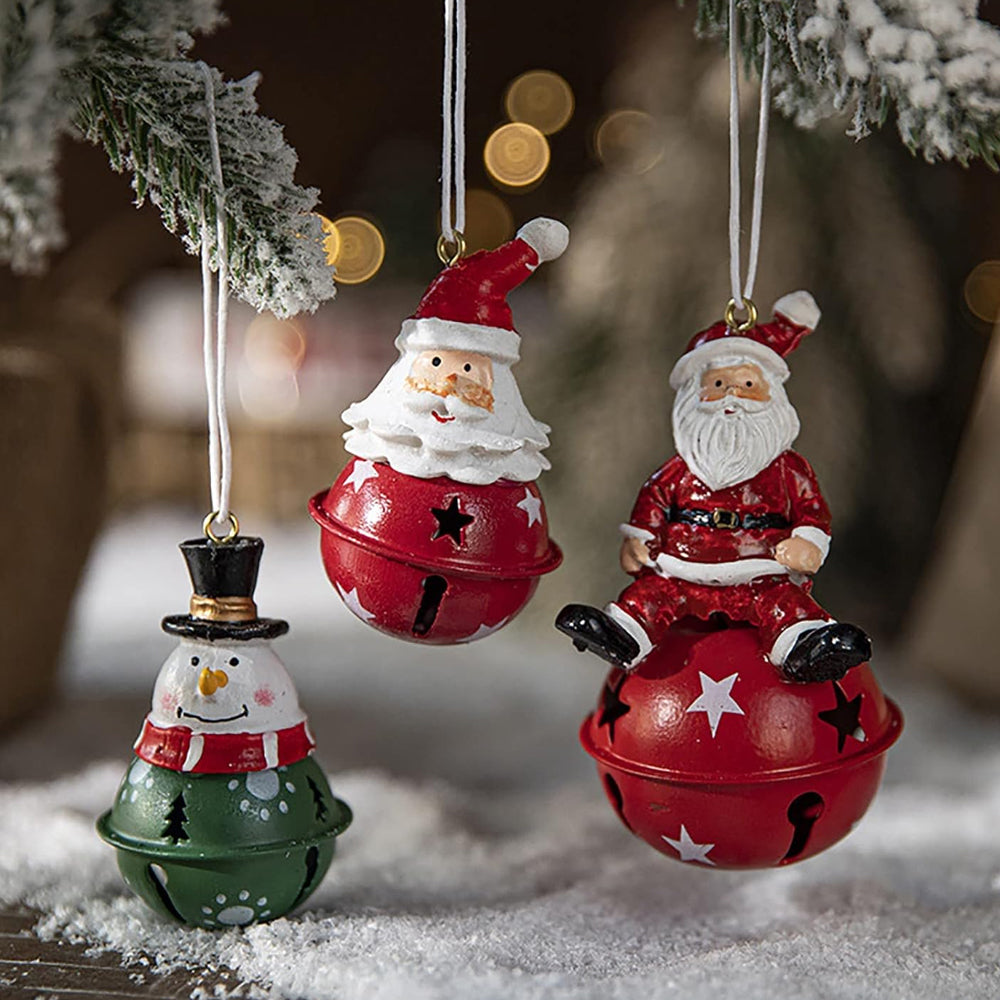 3Pcs Christmas Painted Resin Bell Pendant Creative Decorations Christmas Tree Pendant