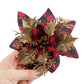 Set of 10 PCs Christmas Tree Decorative Artificial Flower Glitter Simulate Flowers