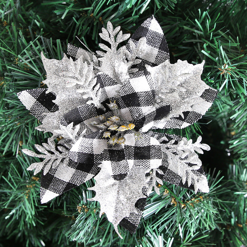 Set of 10 PCs Christmas Tree Decorative Artificial Flower Glitter Simulate Flowers