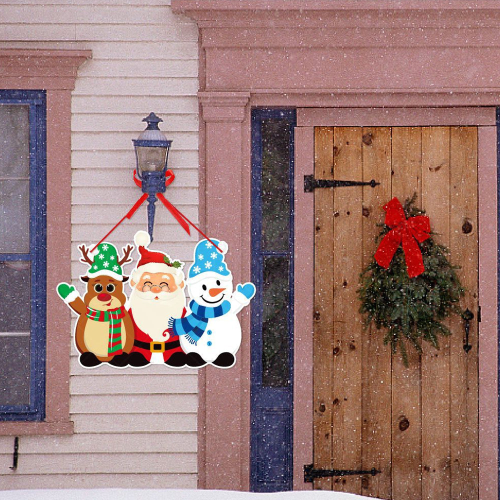 Christmas Door Hanger Welcome Sign for Front Door