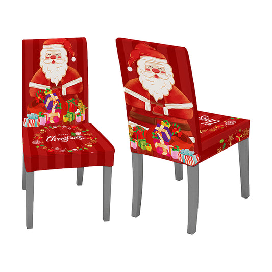 2Pcs Christmas Santa Chair Cover Decorations Xmas Chair Slipcover Creative Pattern-Santa and Gifts
