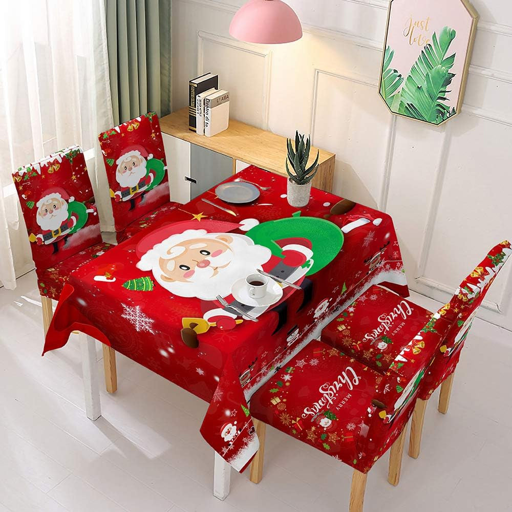 2Pcs Christmas Santa Chair Cover Decorations Xmas Chair Slipcover Creative Pattern-Santa