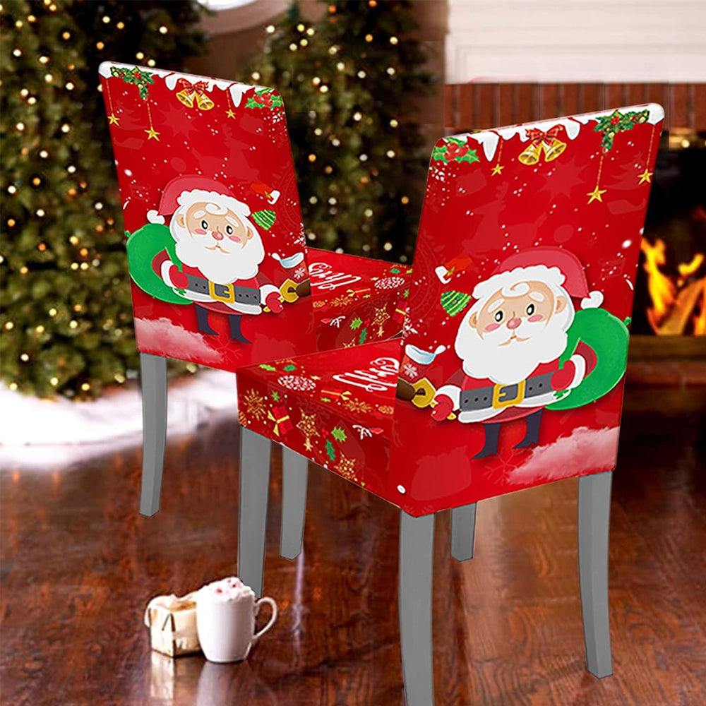 2Pcs Christmas Santa Chair Cover Decorations Xmas Chair Slipcover Creative Pattern-Santa