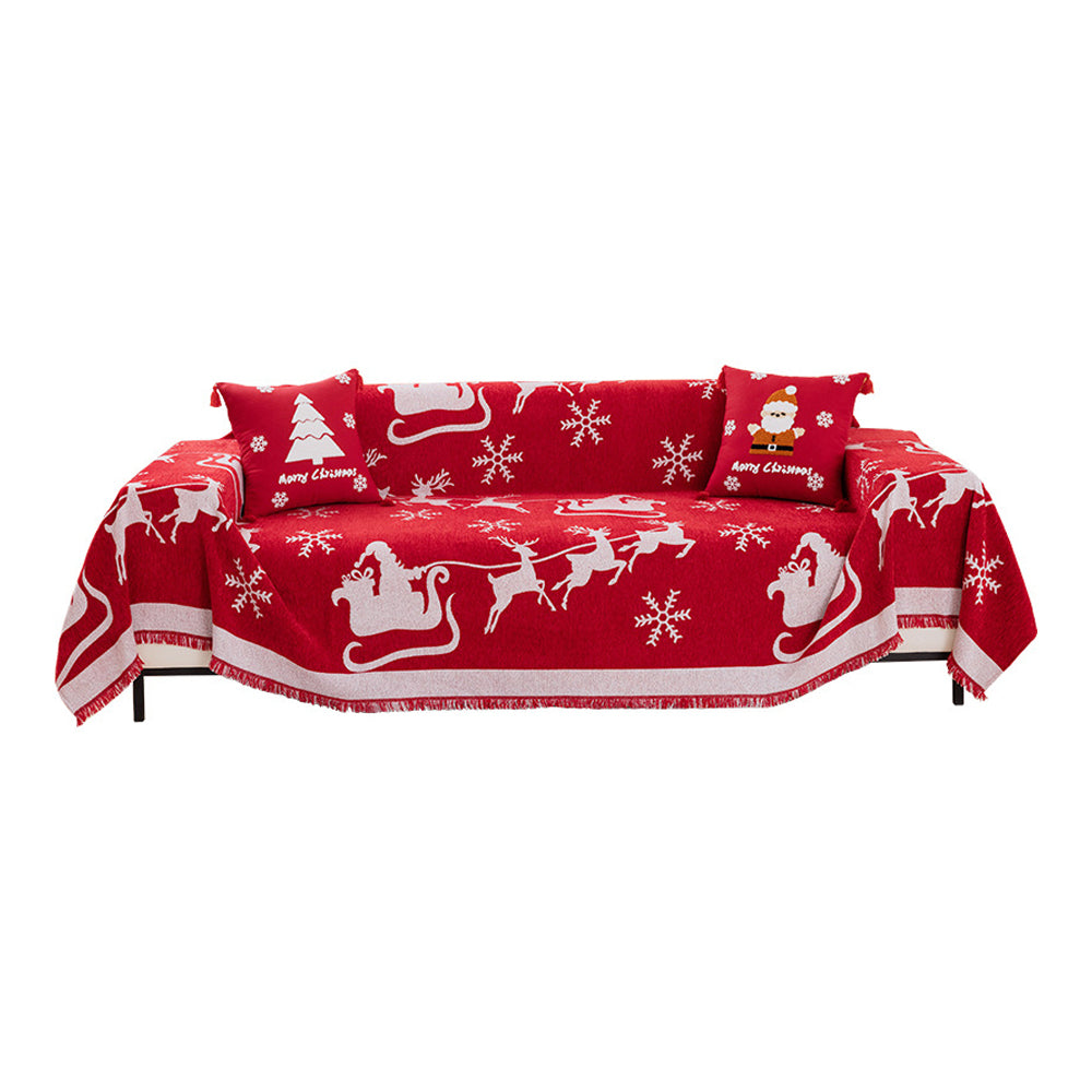 Chenille Christmas Sofa Cover Slipcover Protector-Ski