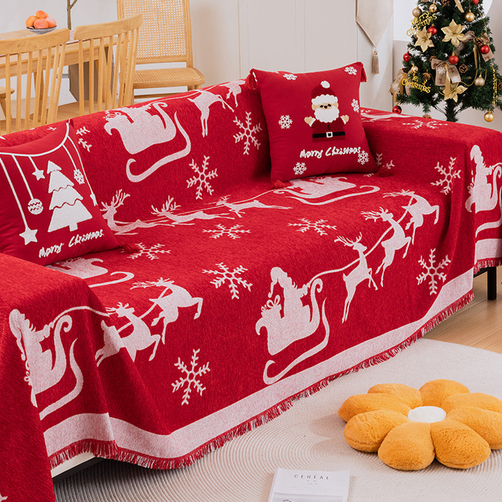 Chenille Christmas Sofa Cover Slipcover Protector-Ski
