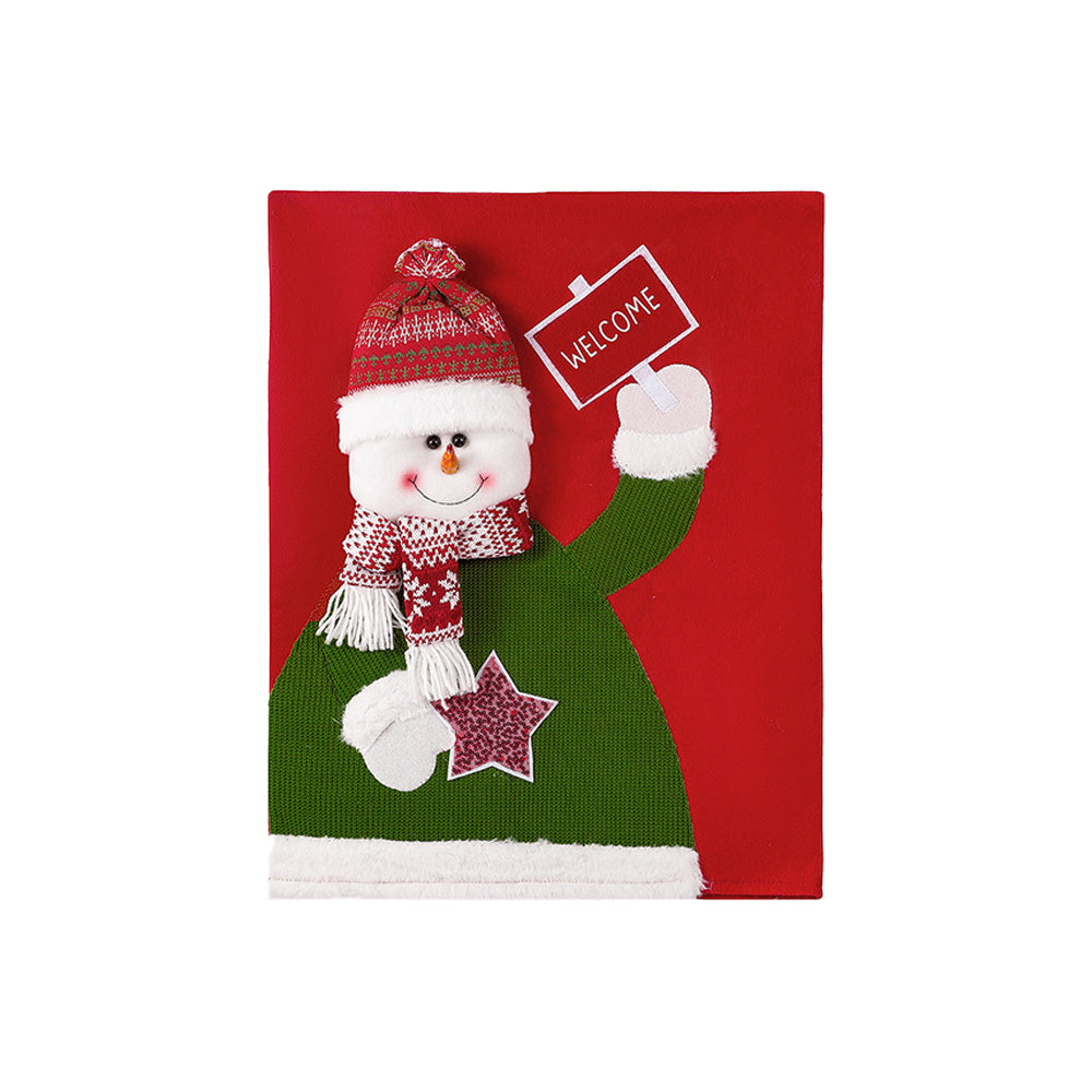Christmas Chair Cover Removable Santa/Snowman Dining Chair Back Cover-Snowman