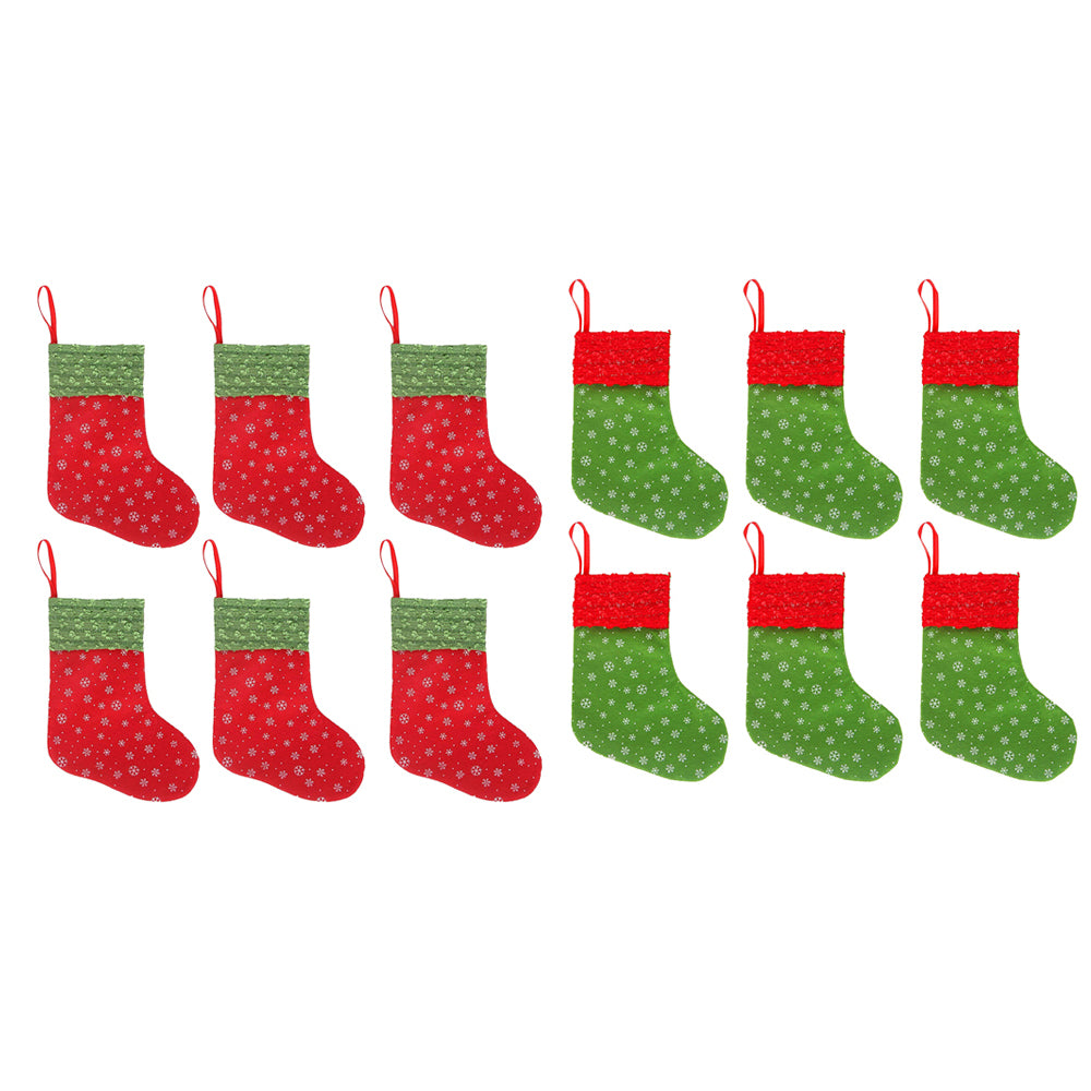 12Pcs Snowflake Christmas Stockings for Home Christmas Tree Party Decor