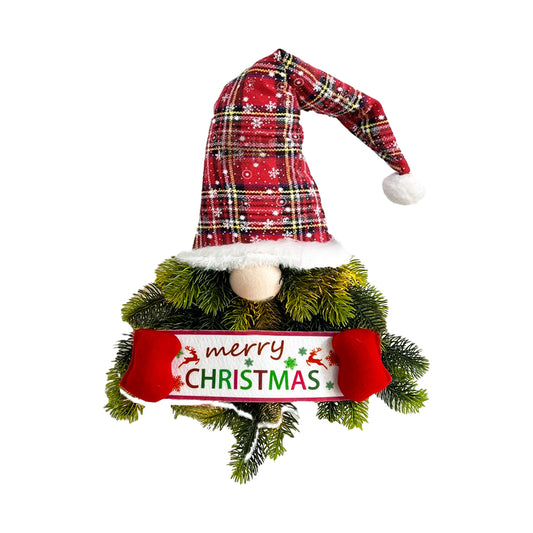 Artificial Christmas Wreath Faceless Old Man Elf Door Hanging Pendant