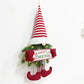 2Pcs Artificial Christmas Wreath Door Decoration LED Snowman and Dwarf Hanging Pendant