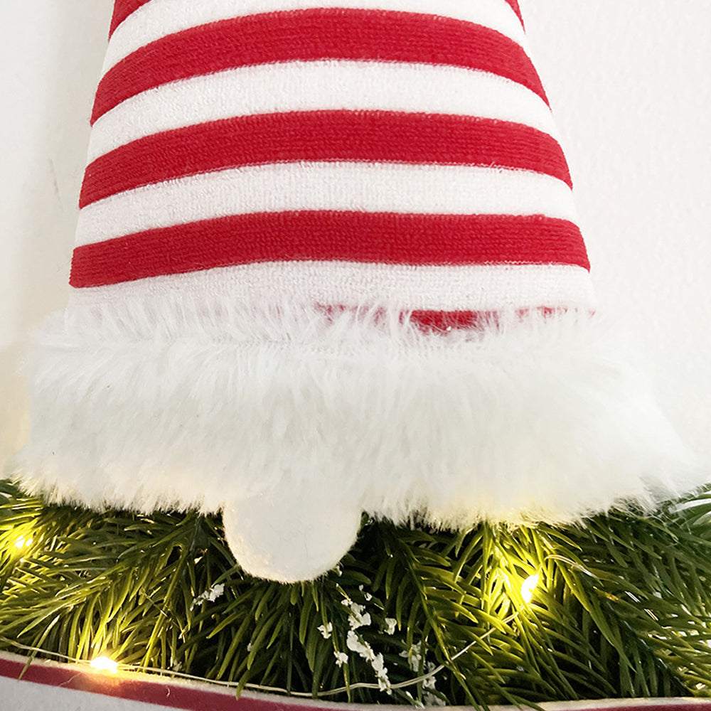 2Pcs Artificial Christmas Wreath Door Decoration LED Snowman and Dwarf Hanging Pendant