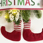 2Pcs Artificial Christmas Wreath Door Decoration LED Snowman and Dwarf Hanging Pendant