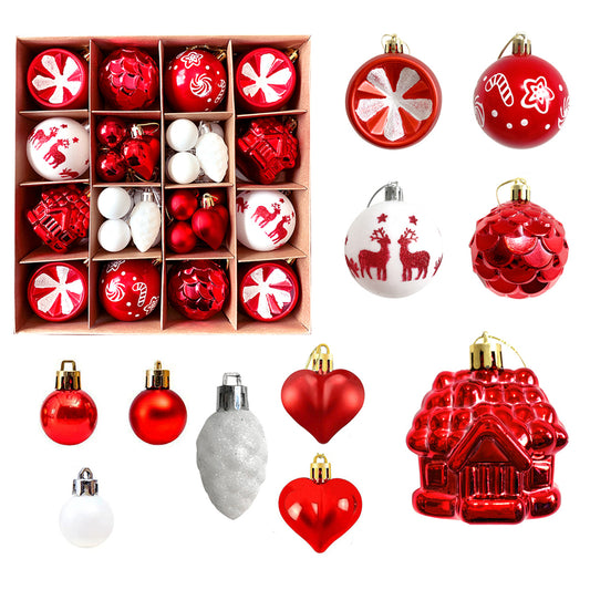 Christmas Ball Ornaments Christmas Tree Decoration-Red and White
