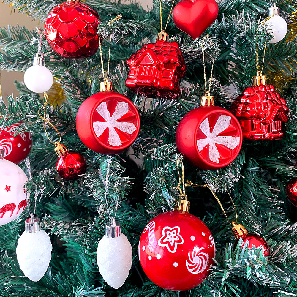 Christmas Ball Ornaments Christmas Tree Decoration-Red and White