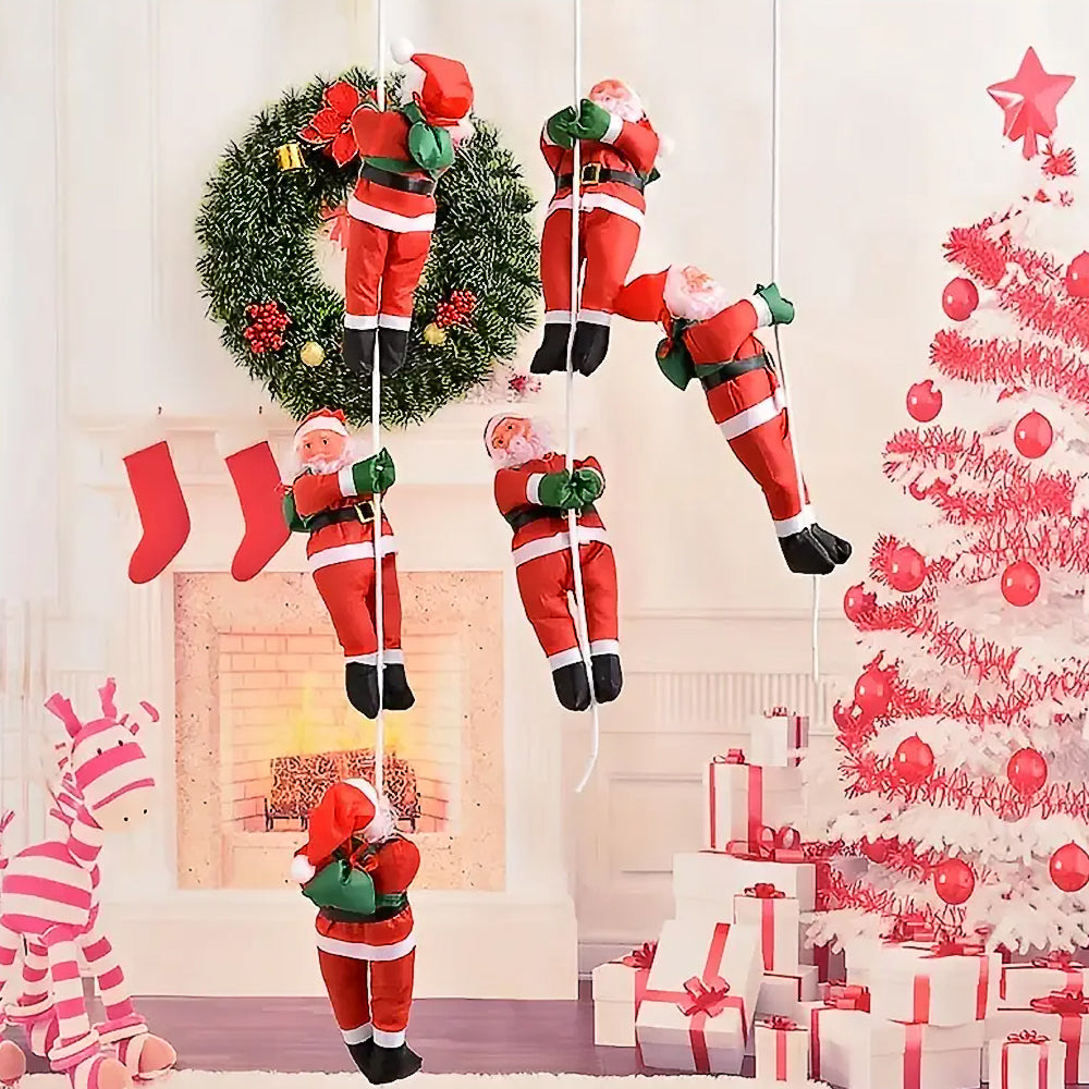 Santa Claus Climbing on Rope Ladder Christmas Pendant