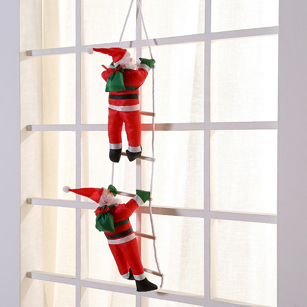 Santa Claus Climbing on Rope Ladder Christmas Pendant