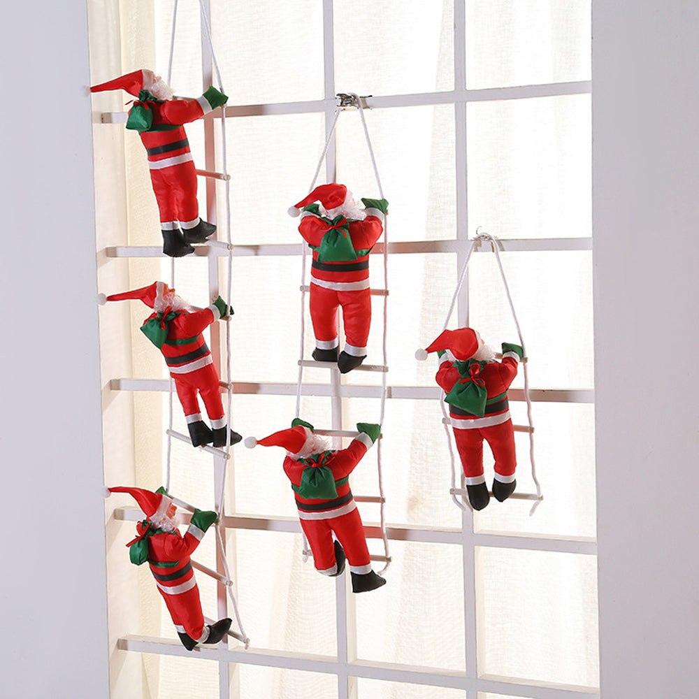 Santa Claus Climbing on Rope Ladder Christmas Pendant