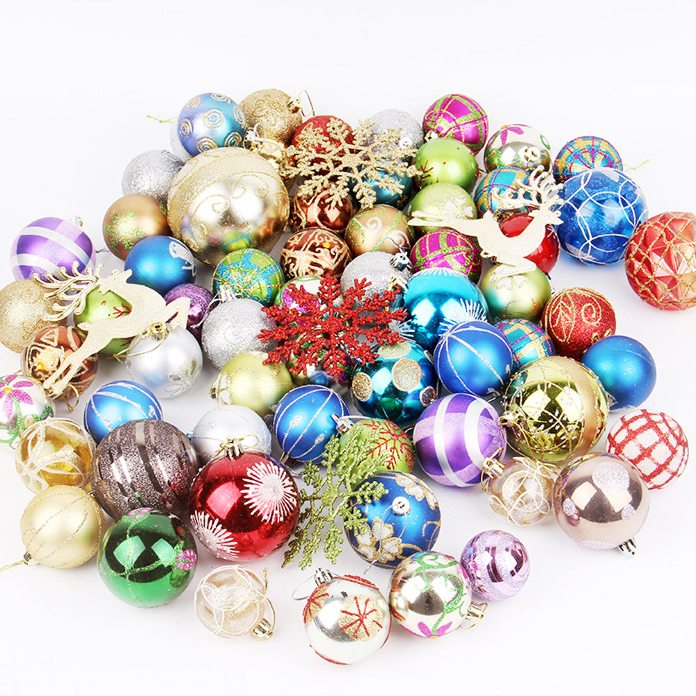 60Pcs Christmas Ball Ornaments Christmas Tree Decoration Xmas Pendant - Random Styles