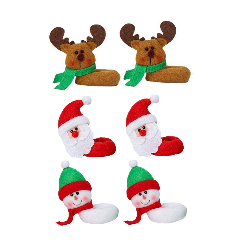 6Pcs Christmas Wine Glass Charms Adorable Santa Elk Drink Tag Wine Glass Marker