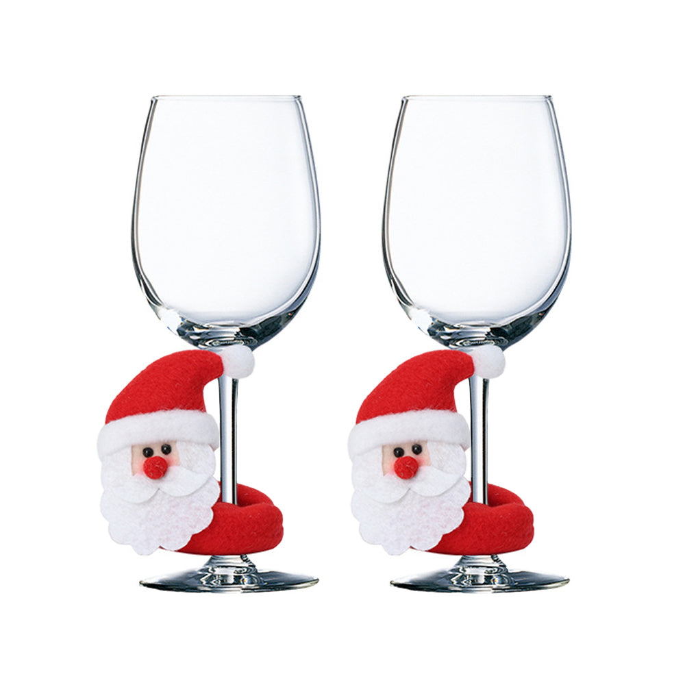 6Pcs Christmas Wine Glass Charms Adorable Santa Elk Drink Tag Wine Glass Marker