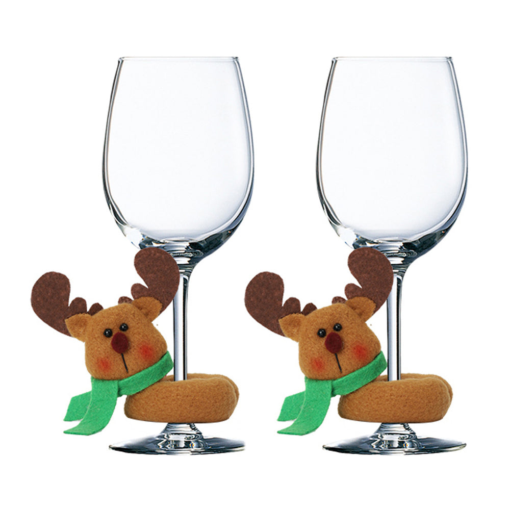 6Pcs Christmas Wine Glass Charms Adorable Santa Elk Drink Tag Wine Glass Marker