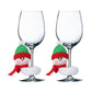 6Pcs Christmas Wine Glass Charms Adorable Santa Elk Drink Tag Wine Glass Marker