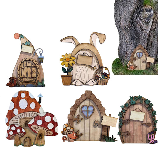 5Pcs Elf Door Fairy Tale House Door Miniature Christmas Accessories