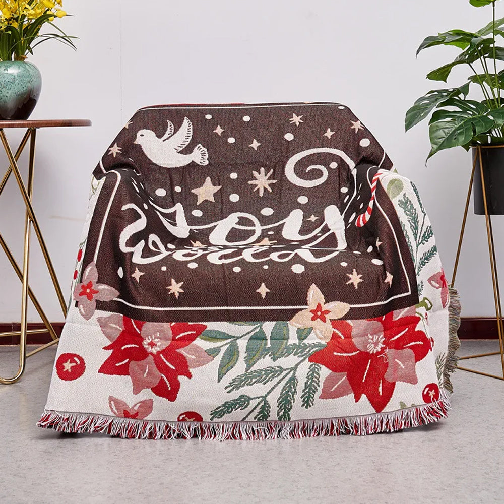 Christmas Theme Camping Blanket Sofa Blanket for Christmas Gifts-Flowers