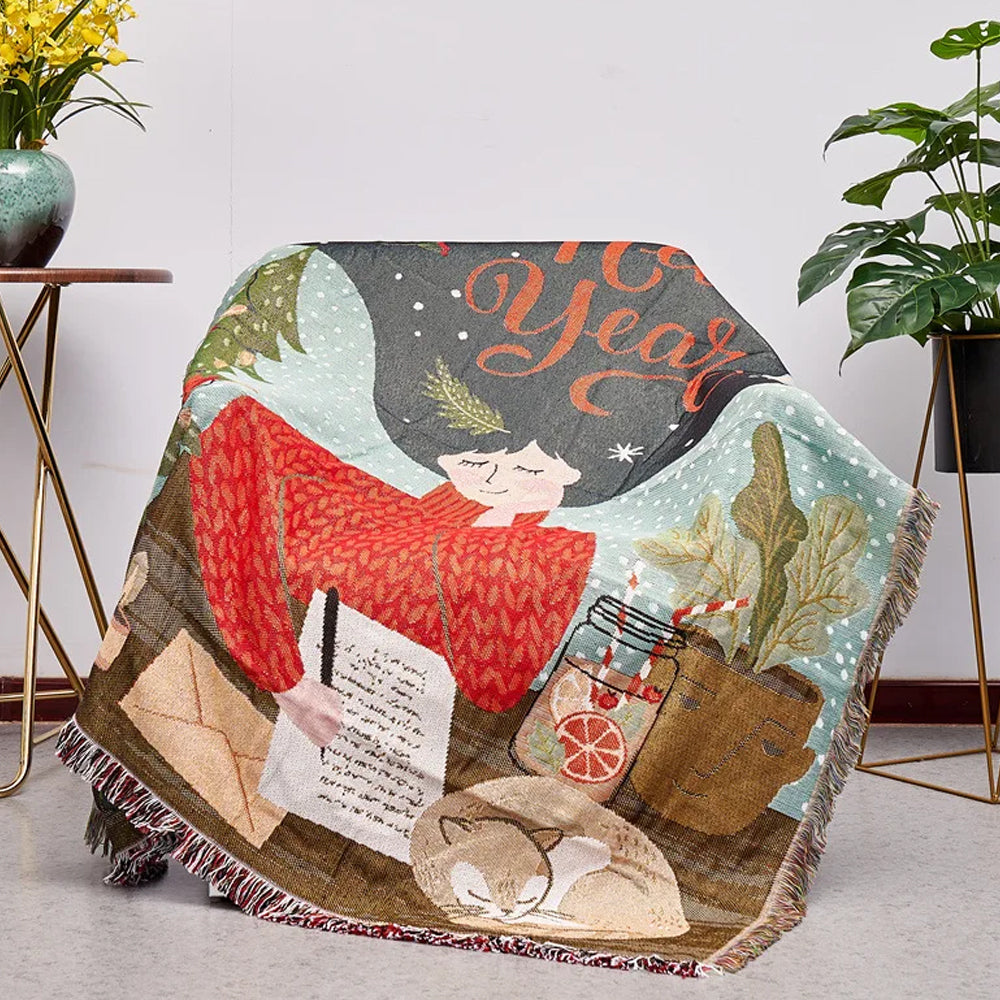 Christmas Theme Camping Blanket Sofa Blanket for Christmas Gifts-Girl