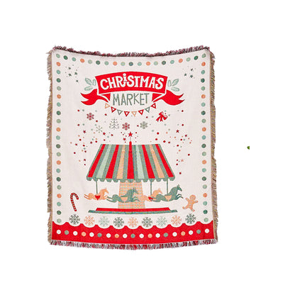 Christmas Theme Camping Blanket Sofa Blanket for Christmas Gifts-Carousel