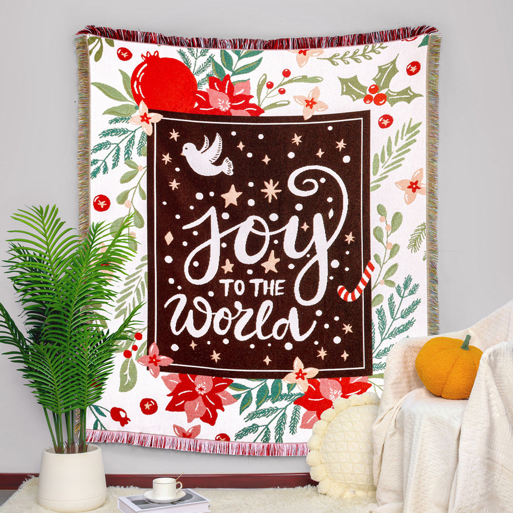 Christmas Theme Camping Blanket Sofa Blanket for Christmas Gifts-Flowers