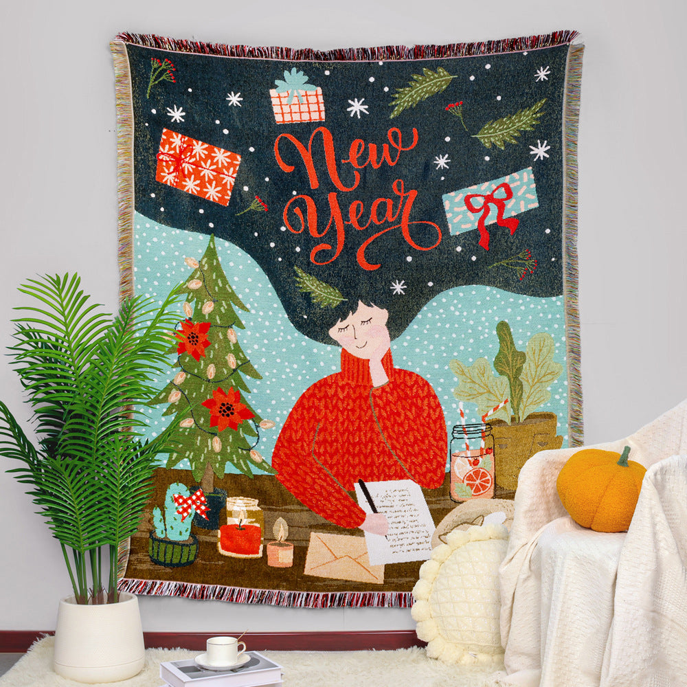 Christmas Theme Camping Blanket Sofa Blanket for Christmas Gifts-Girl