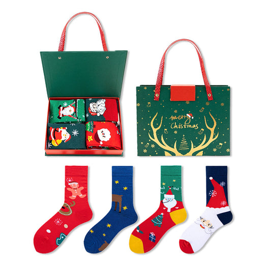 4 Pairs Christmas Socks Funny Cotton Socks with Christmas Box