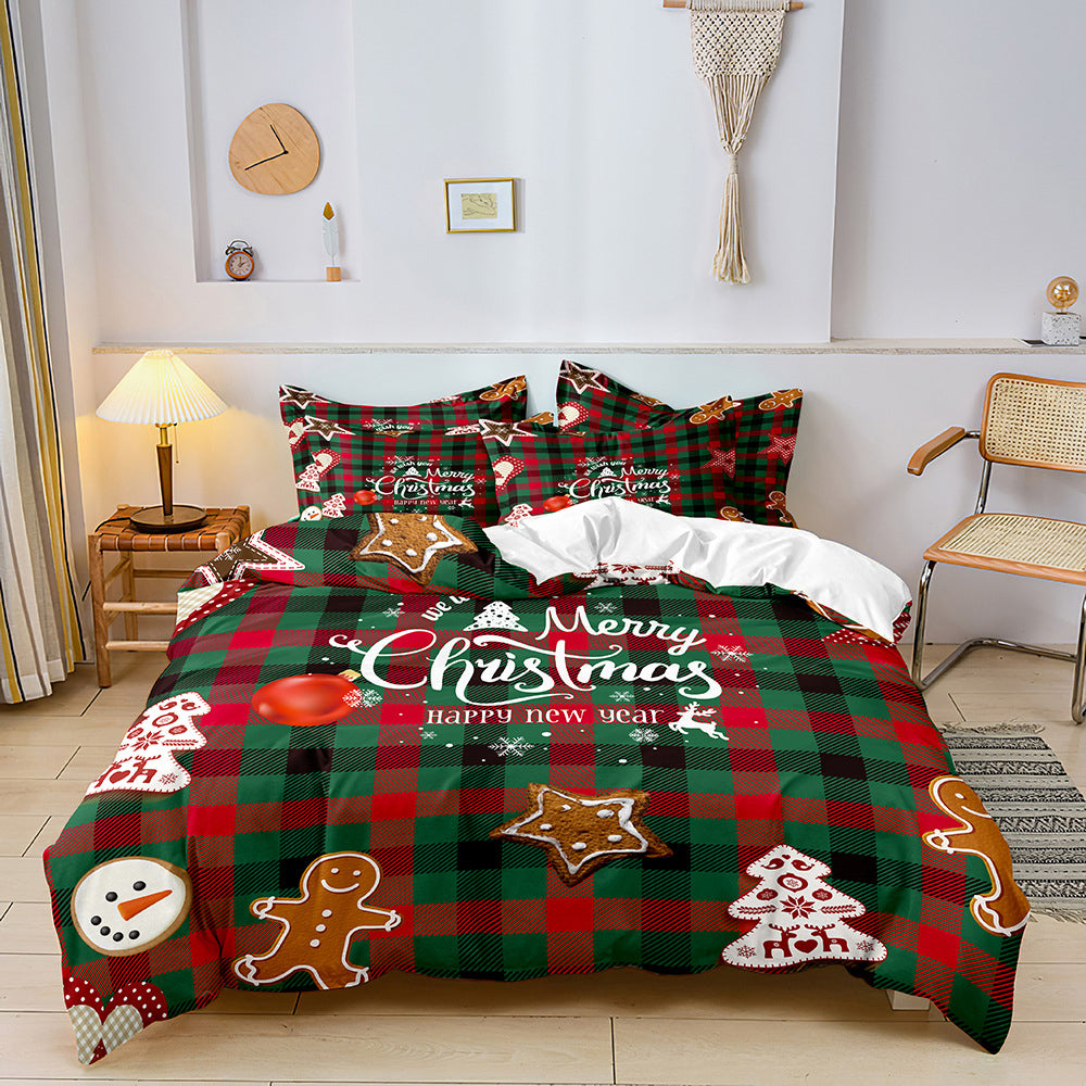 2Pcs/3Pcs Christmas Bedding Set Single Double Queen King Size Quilt Cover Pillowcases Set