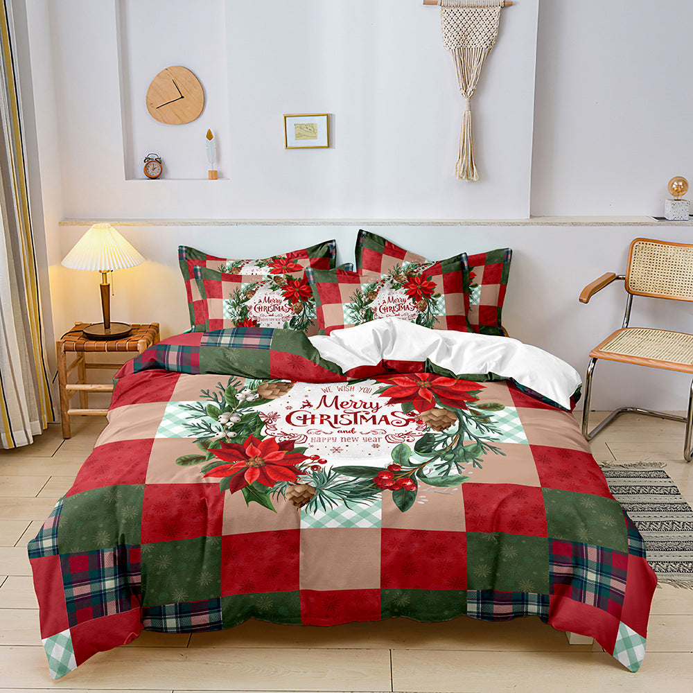 2Pcs/3Pcs Christmas Bedding Set Single Double Queen King Size Quilt Cover Pillowcases Set