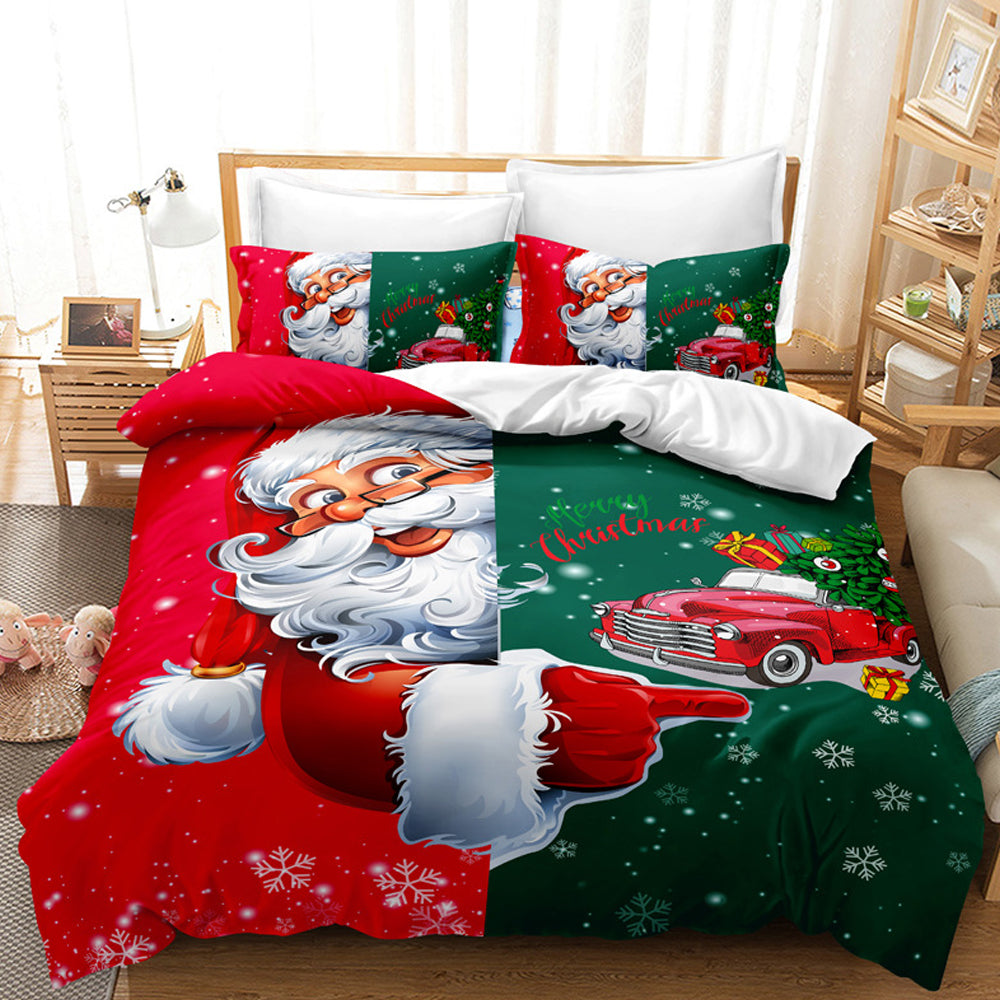 2Pcs/3Pcs Christmas Bedding Set Single Double Queen King Size Quilt Cover Pillowcases Set