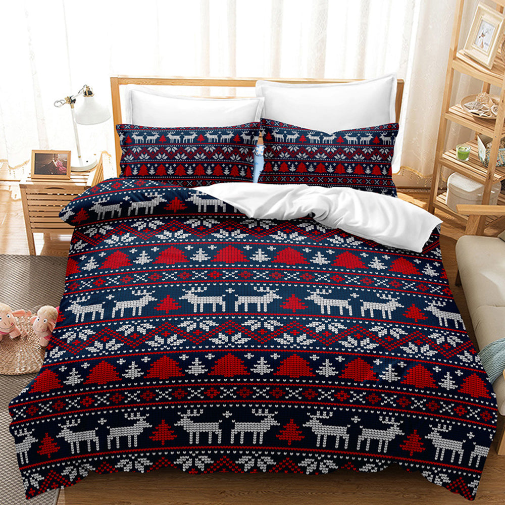 2Pcs/3Pcs Christmas Bedding Set Single Double Queen King Size Quilt Cover Pillowcases Set