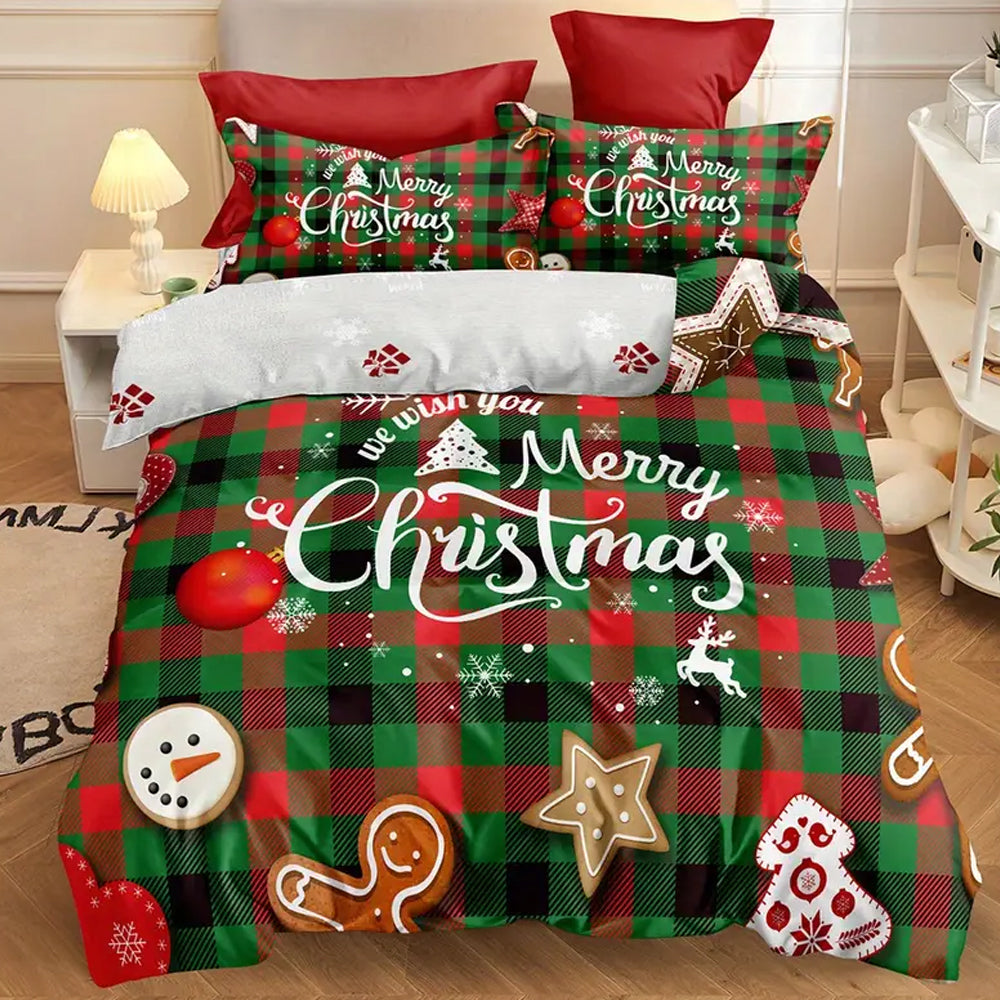 2Pcs/3Pcs Christmas Bedding Set Single Double Queen King Size Quilt Cover Pillowcases Set