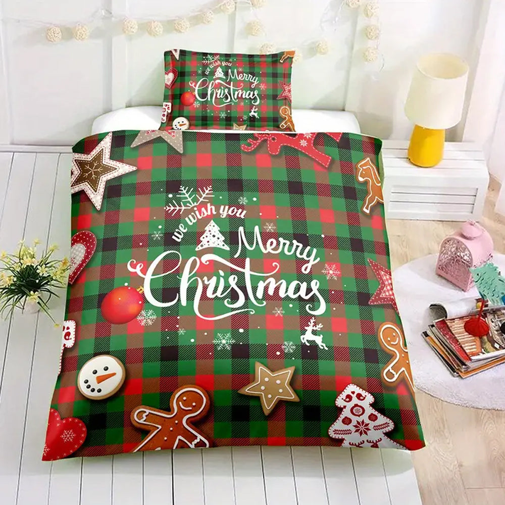 2Pcs/3Pcs Christmas Bedding Set Single Double Queen King Size Quilt Cover Pillowcases Set