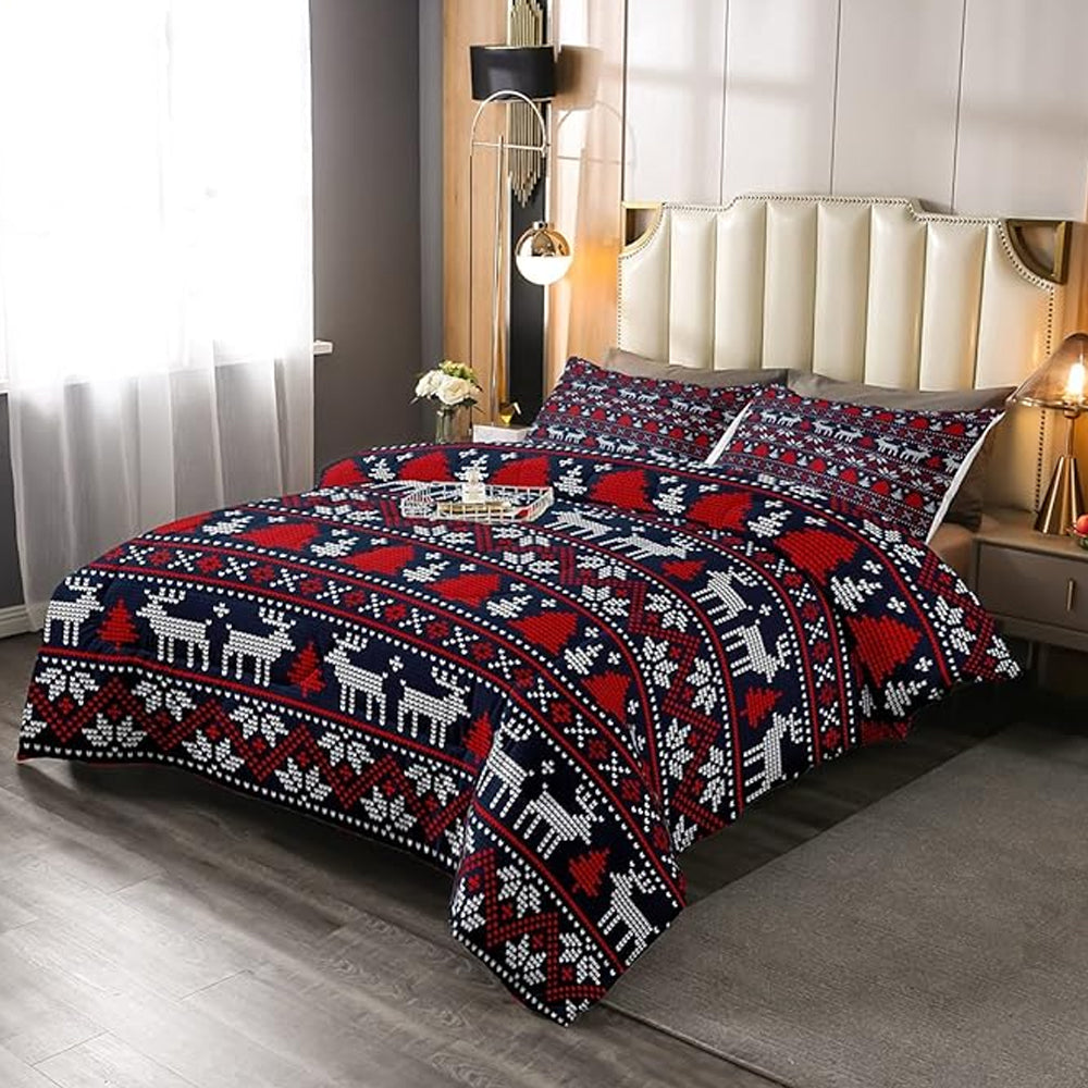 2Pcs/3Pcs Christmas Bedding Set Single Double Queen King Size Quilt Cover Pillowcases Set