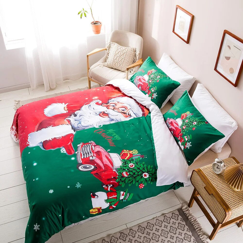 2Pcs/3Pcs Christmas Bedding Set Single Double Queen King Size Quilt Cover Pillowcases Set