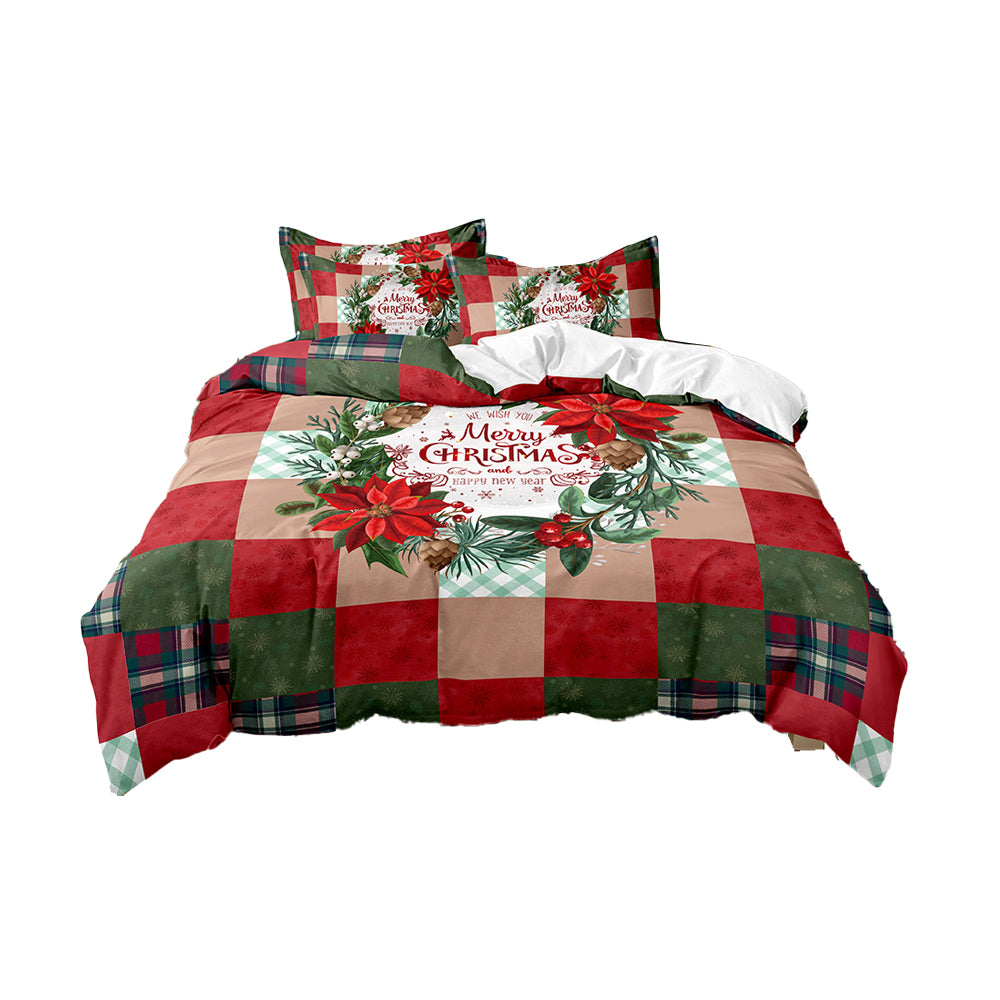 2Pcs/3Pcs Christmas Bedding Set Single Double Queen King Size Quilt Cover Pillowcases Set