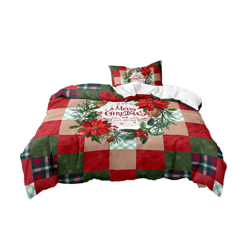 2Pcs/3Pcs Christmas Bedding Set Single Double Queen King Size Quilt Cover Pillowcases Set