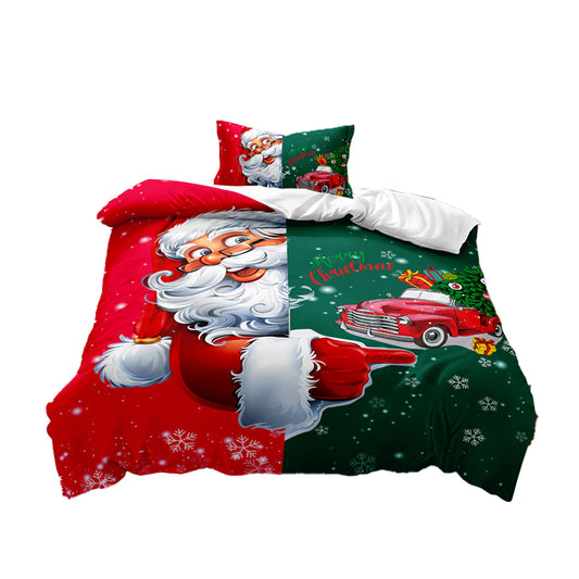 2Pcs/3Pcs Christmas Bedding Set Single Double Queen King Size Quilt Cover Pillowcases Set