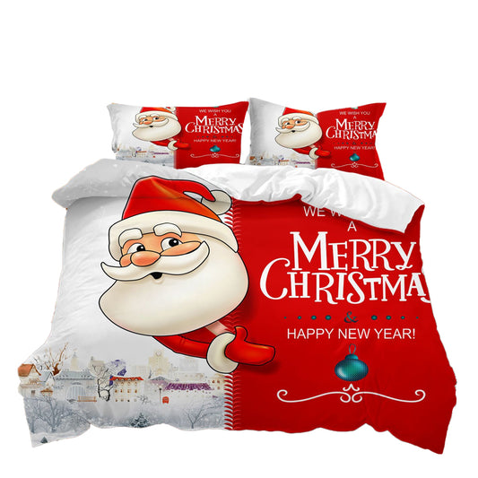 2Pcs/3Pcs Bedding Set Christmas Double Queen King Size Quilt Cover Pillowcases Set