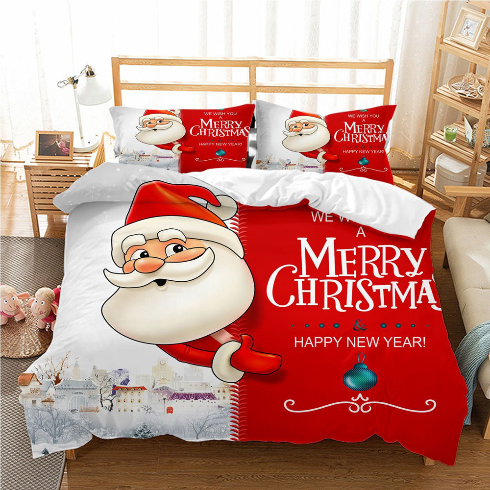 2Pcs/3Pcs Bedding Set Christmas Double Queen King Size Quilt Cover Pillowcases Set