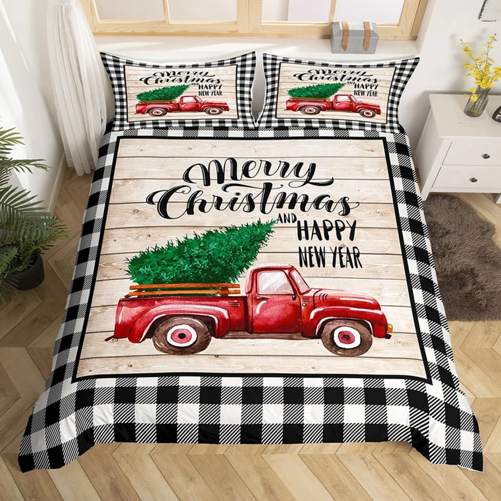 2Pcs/3Pcs Bedding Set Christmas Double Queen King Size Quilt Cover Pillowcases Set
